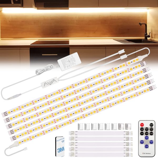 Striscia Led 3m Bianco Caldo,  Strisce Led con Telecomando Sotto l'armadietto Luci Led per Vetrina, Cucina, Scrivania, Mensola, Retroilluminazione TV, 3000K - immagine 3