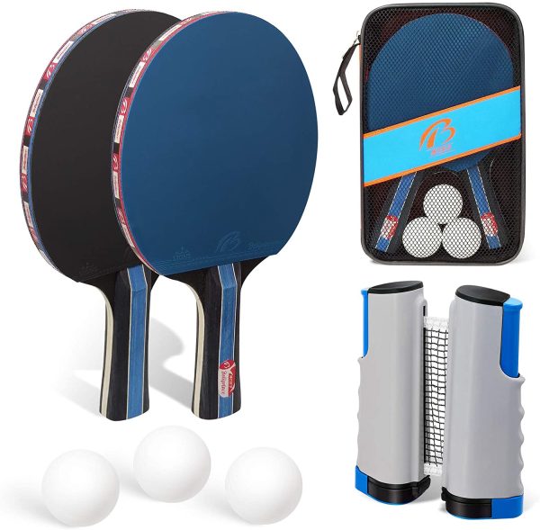 Set da Ping Pong, Set di Racchette Ping Pong, 2 Racchette da Ping Pong, Rete Estensibile, 3 Palline da Ping Pong, Borsa in Rete, per Principianti, Famiglie e Professionisti - immagine 3