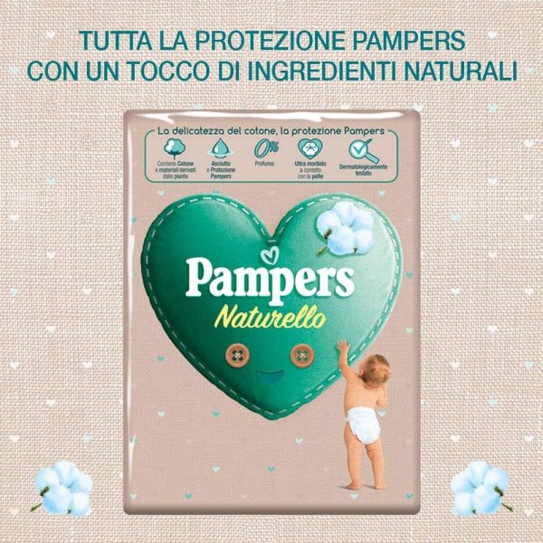 Pampers Naturello Newborn, Pannolini Contenenti Cotone e Materiali Naturali Derivanti dalle Piante, 0% Profumo, Bambini Unisex, Taglia 1 (2-5 kg), Pacco da 35 - immagine 4