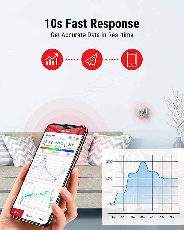 ThermoPro TP357 Termometro Ambiente 80 Metri Bluetooth Interno Ricezione con APP Termometro da Casa con Monitor Remoto Igrometro Misuratore di Temperatura e Umidità - immagine 7