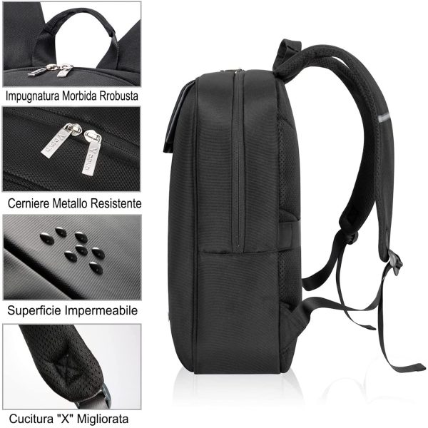 Zaino Porta PC,Impermeabile Borsa Laptop Compatibile con 14-15.6 Pollici,Zaino da Lavoro,Borsa per PC Portatili Multitasche Smart per Computer,Notebook,Scuola,Viaggio Regalo Uomo Donna,Nero