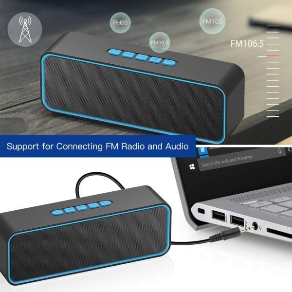 Altoparlante Bluetooth, Casse Portatili Bluetooth 5.0 con Bassi Stereo 3D Hi-Fi Mani Libere, Batteria Integrata da 1500 mAh, 12 Ore Playtime, Supporto TF Carda e 3.5mm Audio (Blu) - immagine 4