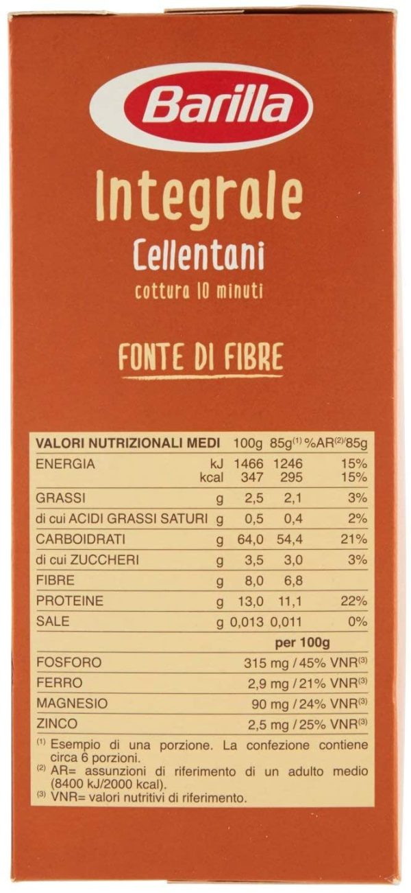 Barilla Pasta Cellentani Integrali con Semola Integrale di Grano Duro 100% Italiano, Pasta Corta Fonte di Fibre, Ideali con Sughi di Verdure o Carne, 500 g - immagine 4