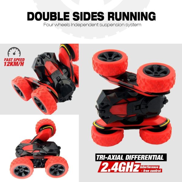 Macchina Telecomandata, 4WD RC Auto Telecomando 360?? Rotazione Acrobatica RC Stunt Car Telecomandate, 1:28 / 2.4GHZ Macchina Radiocomandata per Bambini Giocattoli - Rosso (Batteria Non Inclusa) - immagine 5