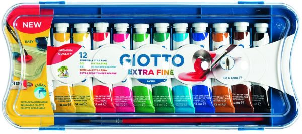 304000 Tempera Extra In Tubetto 12 Ml, 12 Colori, 12 Pezzi & Acquerelli In 24 Colori, Pastigle Da 30Mm, Con Pennello