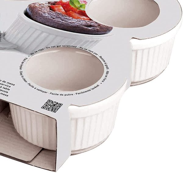 230010 - Set 4 stampi in Ceramica per souffl??, Colore: Bianco, Altezza: 5 cm, capacit??: 0,17 l - immagine 6