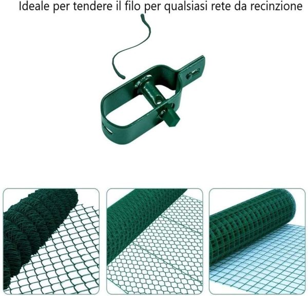 Kit 8x Tendifilo Plastificato Verde per Recinzione, Rete, Stendibiancheria, in Metallo da Giardino per Pali| Set da 8 pz (8 pz) - immagine 5