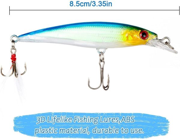 Weinsamkeit Esca da Pesca Spinning, 10 Pezzi 3D Esche Artificiali Esca Finta Pesca Mare, Fishing Lure per Trota Spigola Luccio, Pesca Accessori Kit per Acqua Dolce e Salata - immagine 4