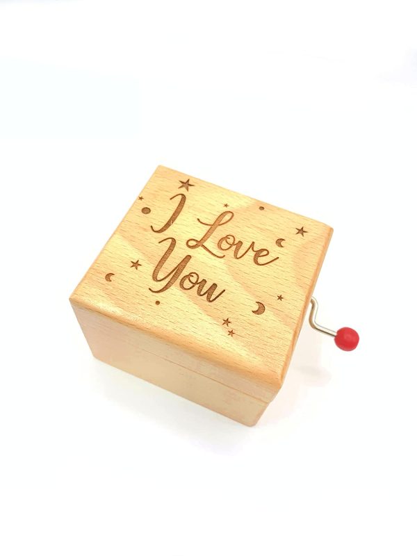 Carillon in legno con inciso I love you. Melodia: La vie en rose. - immagine 5