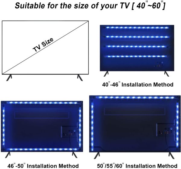 USB Striscia LED, Retroilluminazione LED TV 2.2M con 16 Colori e 4 Modalit??, Striscia LED RGB USB alimentata con Telecomando adatto a HDTV da 40-60 Pollici, PC Monitor, Decorativa ecc.