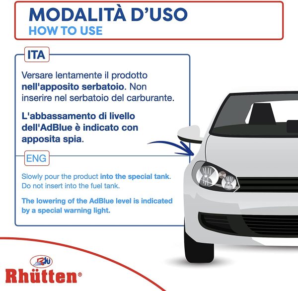 Rh??tten, AdBlue per Motori Diesel, Additivo di Sintesi a Base di Urea, Preserva l'Andamento dei componenti del SCR, Blocca l??Accumulo delle Impurit?? nel Catalizzatore, Dotato di Tappo Versatore, 5L - immagine 5