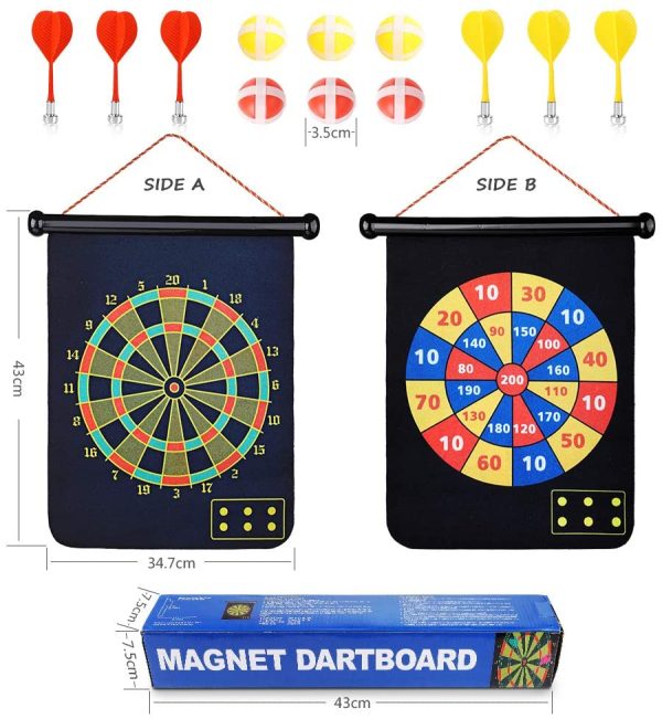 Abree Freccette magnetiche con Freccette Giocattolo su 2 Lati per Bambini e Adulti Giochi di Freccette per Appendere all'aperto al Coperto con 6 Freccette magnetiche e 6 Sfere per Freccette - immagine 7