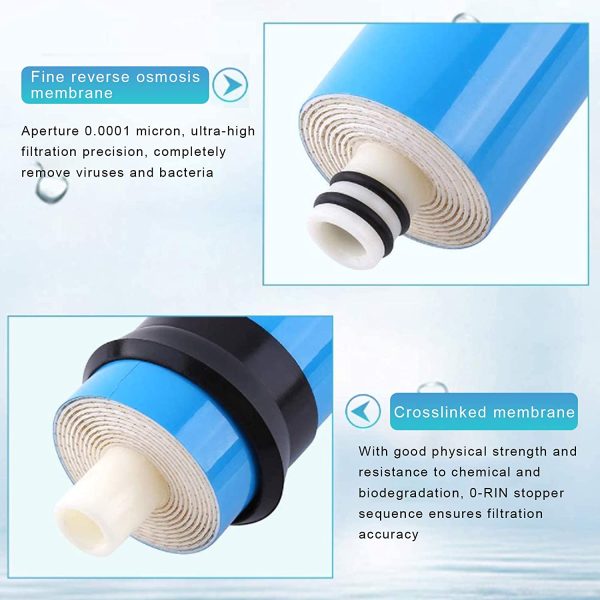 LZH Filter 3012-300GPD RO - Membrana Osmoe inversa reidenziale, filtro dell'acqua di ricambio per sistema di filtraggio dell'acqua potabile a 5 piani - immagine 5