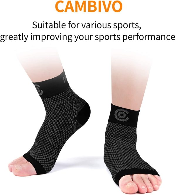 CAMBIVO Cavigliera Sportiva per Distorsione 2 Paia, Cavigliera Ortopedica, Tutore Caviglia Supporto, Calze a Compressione per Sport, Running, Calzini per fascite Plantare