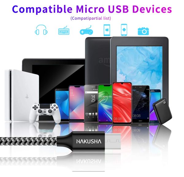 Cavo Micro USB, Cavo USB Micro USB [0.5M] Nylon Intrecciato Micro USB Android Trasferimento Dati e Ricarica Rapida Compatibile con Samsung S5/S6/S7, Huawei, HTC,LG,Kindle, PS4