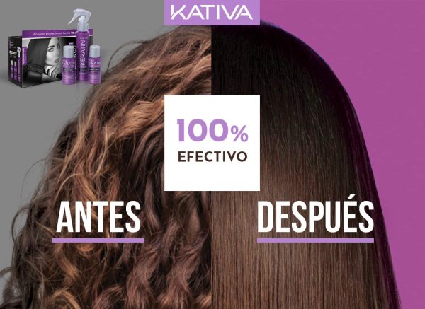 Kativa - Keratin Alisado Brasile?o, Kit Stiratura Brasiliana - Trattamento Professionale Lisciante Anti Crespo alla Cheratina, Senza Formaldeide e Solfati - con Shampoo, Balsamo e Maschera Trattamento - immagine 3