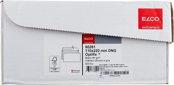 ELCO - Formato DL n. 60281, 500 buste da lettera, senza finestrella, colore: bianco - immagine 5