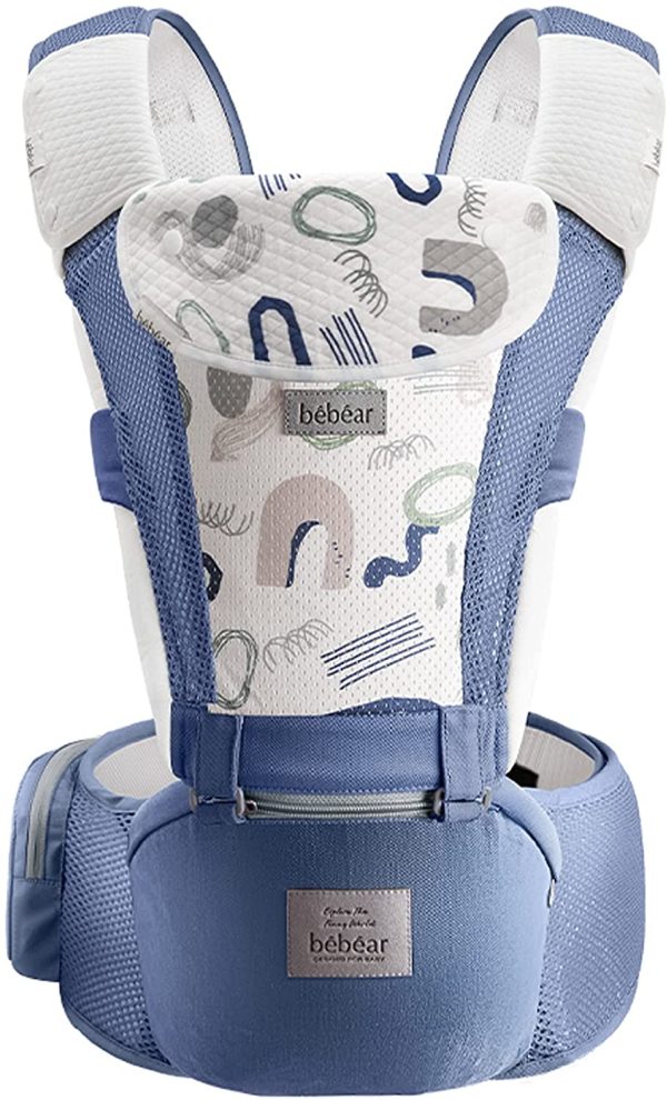 Bebamour Marsupio per 0-36 mesi, marsupio traspirante da neonato a bambino, approvato dagli standard di sicurezza, seggiolino ergonomico 6 in 1 anteriore (3D Air Blue) - immagine 7