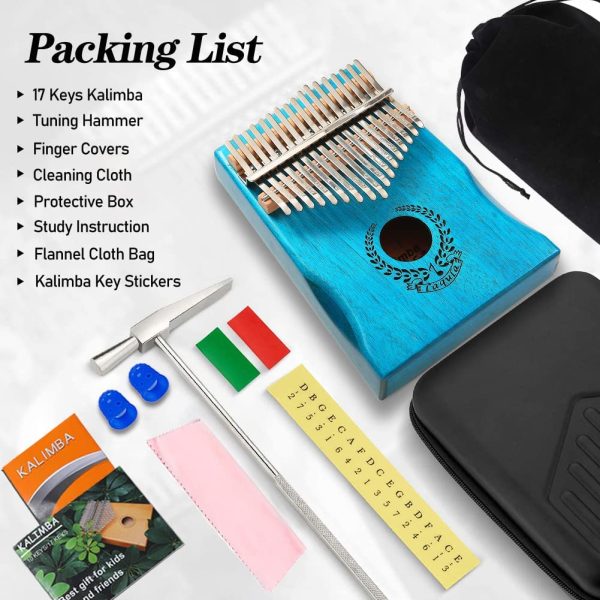 Kalimba 17 Tasti Pianoforte a Pollice - Strumento Musicale Professionale Mbira Sanza Finger Piano con Custodia Protettiva Istruzioni per Lo Studio Martello per Accordare Regalo per Bambini Adulti - immagine 8