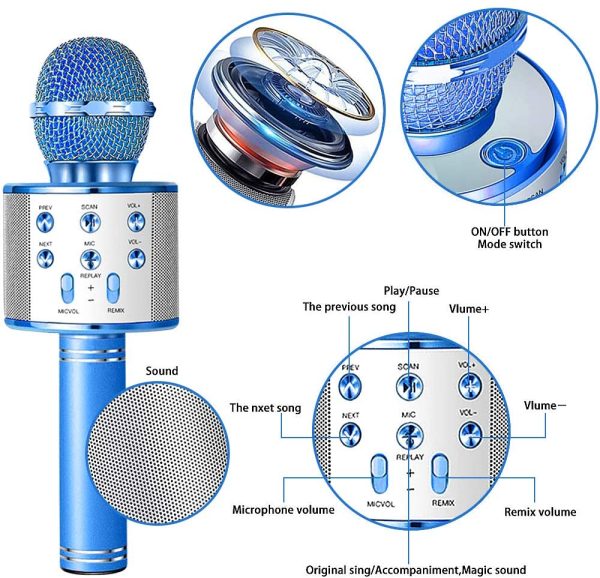 SunTop Microfono Karaoke Bluetooth Wireless, Portatile Microfono Karaoke Bambini con Altoparlante, KTV Karaoke Player per Cantare, Funzione compatibile con Android, PC or smartphone - immagine 9