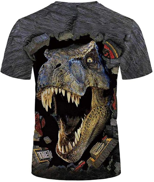 XKK Uomo T-Shirt, Stampa 3D Dinosauro Maglietta, Ragazzi Sciolto Girocollo Maglietta, Abbigliamento Sportivo Casual a Maniche Corte,Top Morbidi e Confortevoli - immagine 3