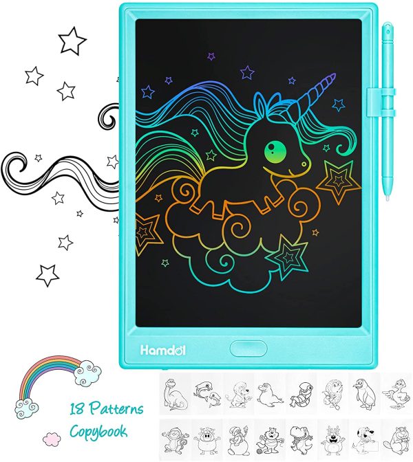 Tavoletta Grafica LCD Scrittura, Colorato 10 Pollici Lavagna da Disegno Cancellabile Writing Tablet Portatile con Pulsante di Blocco, Regalo Bambine di 3 4 5 6 7 Anni (Blu) - immagine 6