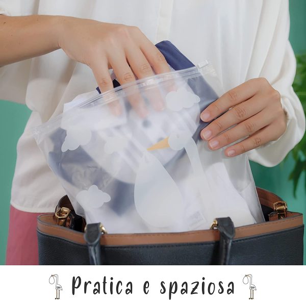 Mili?? 8 Bustine Corredino Neonato Ospedale 100% Made In Italy Sacchetti Cambio Neonato Ospedale 35x25 con Cursore Ermetico per Future Mamme Lista Nascita Beb?? Idea Regalo Neonati Maschio e Femmina - immagine 7