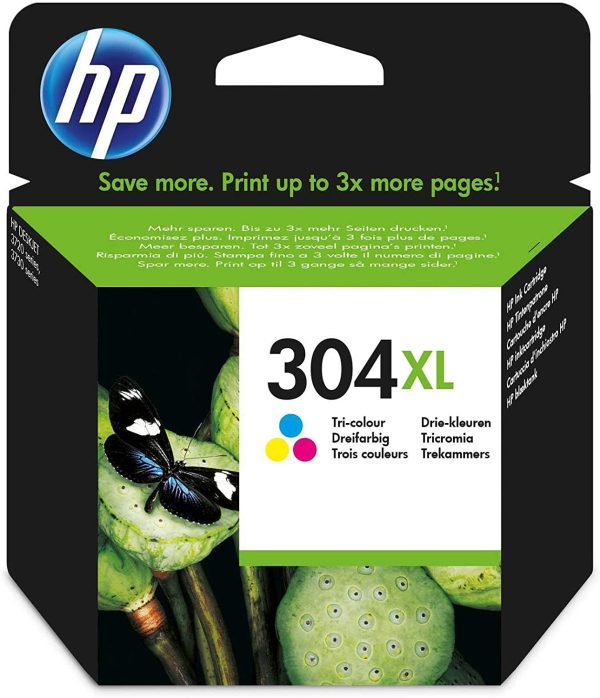 HP 304XL Tricromia, N9K07AE, Cartuccia Originale HP, ad Alta Capacit??, Compatibile con Stampanti HP DeskJet 2620, 2630, 3720, 3730, 3750 e 3760, HP ENVY 5010, 5020 e 5030