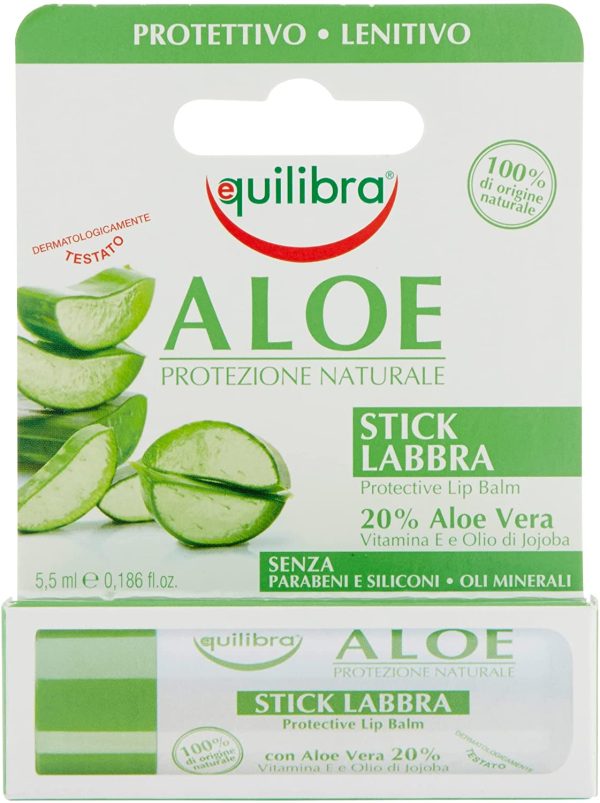 Equilibra Viso, Aloe Stick Labbra, Stick Labbra a Base di Aloe Vera, Idratante Labbra che Crea un Velo Protettivo Contro Gelo, Disidratazione, Sole e Vento in Ogni Stagione, 5,5 ml - immagine 2