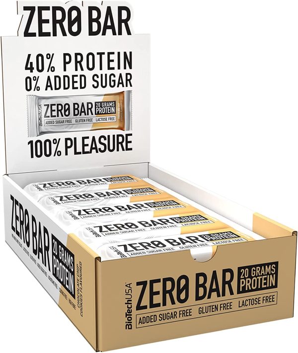 BioTechUSA Zero Bar Barretta ad alto contenuto proteico senza zuccheri aggiunti o aspartame, senza lattosio né glutine e con dolcificanti, 20*50 g, Chocolate Chip Cookies - immagine 8