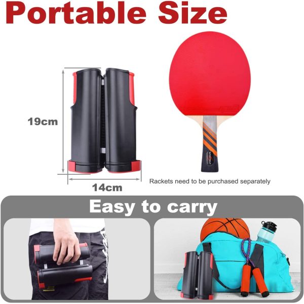 Sportout, rete retrattile da ping pong, portatile, ideale per tavolo da ping pong, scrivania, cucina o tavolo da pranzo - immagine 5