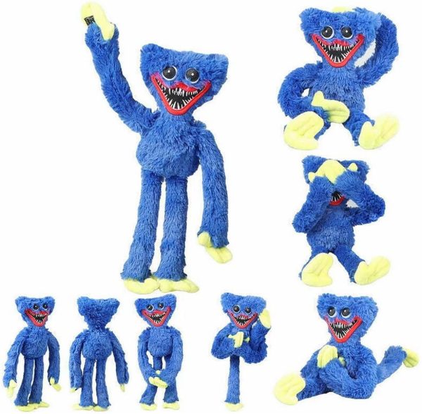 AOOPOO 1 pezzi 40 CM Huggy Wuggy Poppys Giocattoli di peluche di Natale Huggys Wuggys, bambola animale farcito di peluche, bambola di orrore del mostro blu per fan del gioco (Blu)