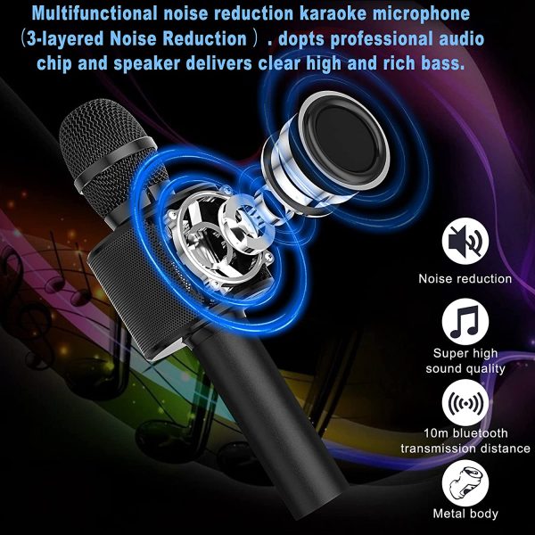 Ankuka Microfono Karaoke Bluetooth Wireless con Casse Incorporate, 4 in 1 Karaoke Portatile per Cantare e Registrare, Home KTV Player, Compatibile con Android/iOS, PC o smartphone - immagine 6