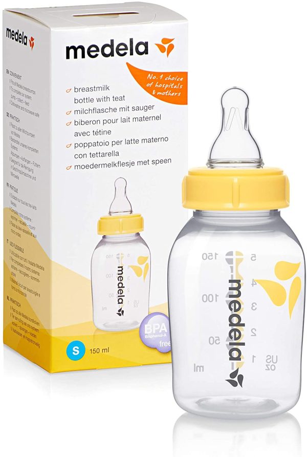 Medela Tettarella per Latte Materno a Flusso Lento con Biberon da 150 ml senza BPA, Supporta il Naturale Comportamento di Suzione del Bambino, Inclusa Bottiglia per Congelatore e Frigorifero - immagine 4