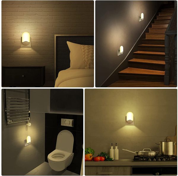 Luce Notturna [2 pezzi] Luce Notturna LED con Sensore Crepuscolare 3 Modalit?? (Auto / ON / OFF) Luce notturna bambini da presa per Camerette, Camere da Letto, Garage,Bagni,Bianco Caldo