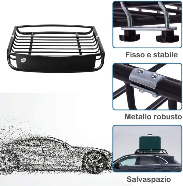 Goplus Portapacchi Tetto, Portata di 100 kg, Portabagagli Tetto Cestello, Universale Auto, in Ferro + Alluminio, per Viaggio, Campeggio, 120x98x16,5 cm, Nero - immagine 5