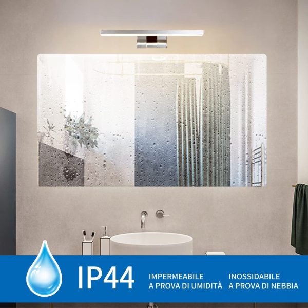 Luce LED da Specchio per il Bagno,Lunghezza 30cm,6W Equivalente a 37W,420LM,IP44 Impermeabile Resistente ad Acqua,Luce Bianca Naturale 4000K,Lampada LED Parete Lavabo,Pacco da un Pezzo - immagine 9