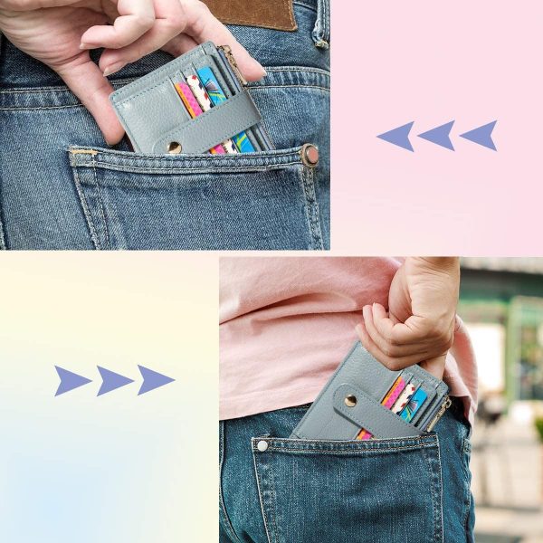 BTNEEU Porta Carte di Credito in Pelle RFID Blocco Portafoglio Sottile con Portamonete, Porta Carte di Credito con Cerniera, Portamonete Donna Piccolo Portafoglio Uomo Slim con 9 Slot Schede (blu) - immagine 6