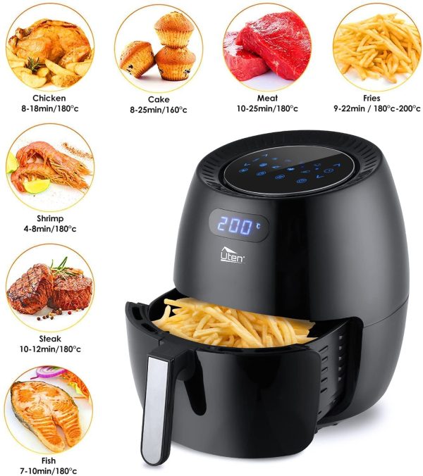 Friggitrice ad Aria 6,5 Litri,  Air Fryer XXL con 8 Programmi, Friggitrice ad Aria Calda Senza Olio, Display Digitale, Ricette PDF, Accessori Diversificati, Senza PFOA&BPA, 1800W. - immagine 3