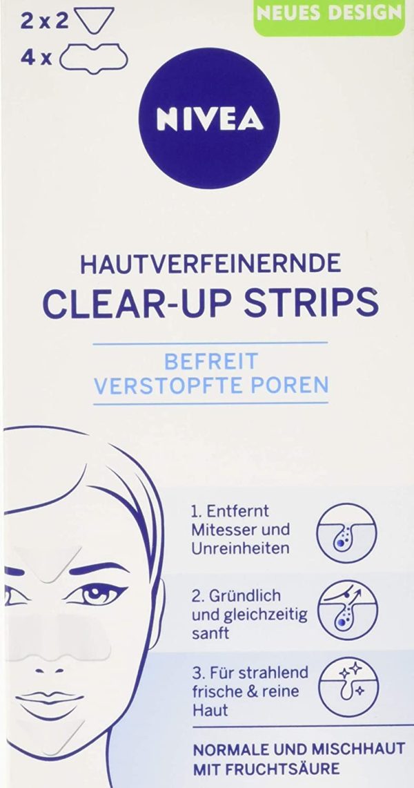 Nivea, Clear-Up Strips viso, per la rimozione di punti neri e impurit??, 6 pz., 4 x naso e 2 x fronte [Tedesco] - immagine 9