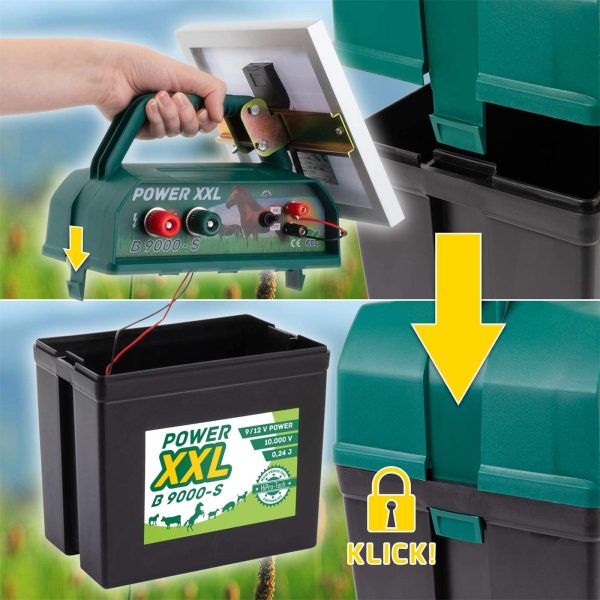 Power XXL Elettrificatore ad energia Solare B 9.000-S, incl.Batteria da 9 V, elettrificatore da 9 V/12 V, con Pannello Solare Molto efficiente, per recinzioni per Cavalli e Pony - immagine 5