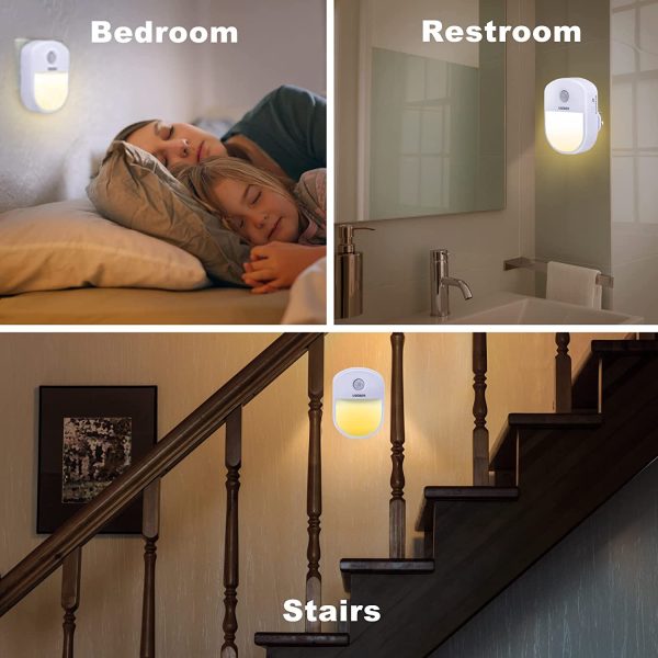 Luce Notturna,[2 Pezzi]Luce Notturna Bambini,Luce Notturna con Sensore di Movimento,Luce Notturna LED con 3 modalit?? di Illuminazione per Corridoio,Scale,Soggiorno,Bagno,Cucina - immagine 6