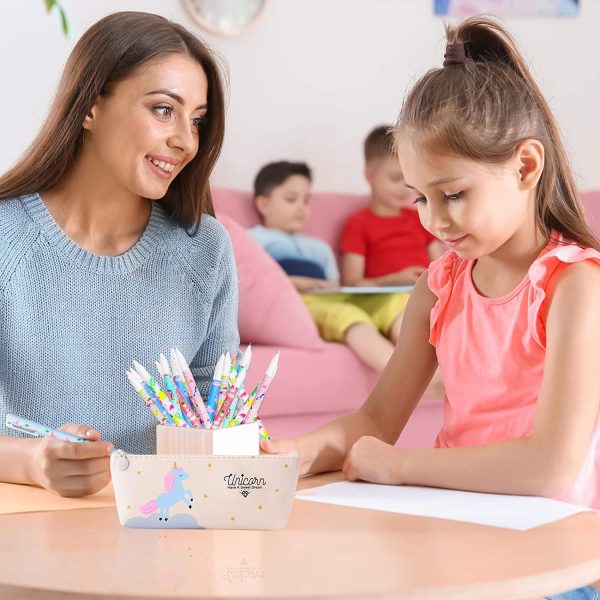 10 Pz Unicorno Penne con Astuccio Regalo di Compleanno per Bambine Et?? 3 4 5 6 7 8 9 10 Anni,  Simpatiche Penne per Unicorno Set Regali Scuola per Ragazzo e Ragazza, Bianca - immagine 5