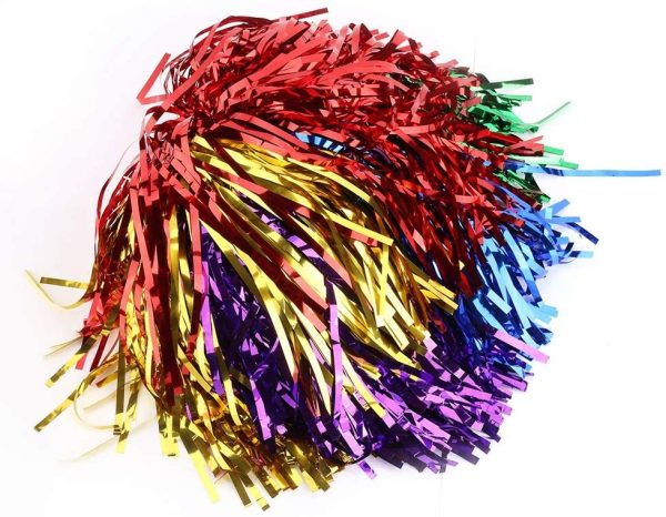 Tbest, pompon per cheerleading, 6/12 pezzi, per cheerleader, a forma di fiore appeso, con pellicola metallica, per gruppo, esultanza, sport, party, ballo, accessorio utile - immagine 3