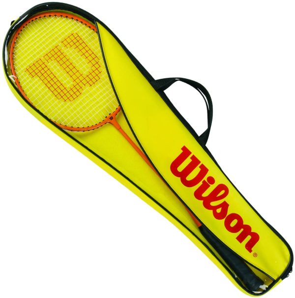 Wilson Gear Kit, Set Badminton, 2 Racchette Incluse, 2 Volani in, Plastica e Una Borsa di Trasporto, WRT8755003 Unisex, Arancio/Giallo - immagine 3