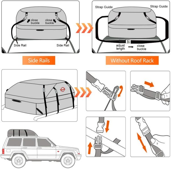 Box Tetto Auto per Auto Borsa da Trasporto Impermeabile 580L Universale Morbido Trasportatori di Carichi per Auto, Viaggi, Automobili, Furgoni - immagine 8