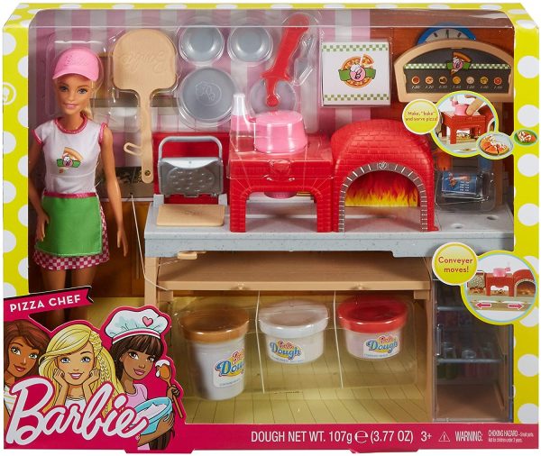 Barbie la Pizzeria con Bambola, Tavolo per Le Pizze, Forno e Pasta da Modellare, Giocattolo per Bambini 3 + Anni, FHR09, multicolore - immagine 7