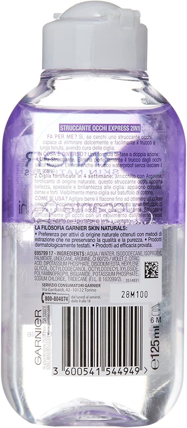 Garnier Struccante Occhi Express 2in1 per Tutti i Tipi di Trucco Anche Waterproof, 125 ml - immagine 2