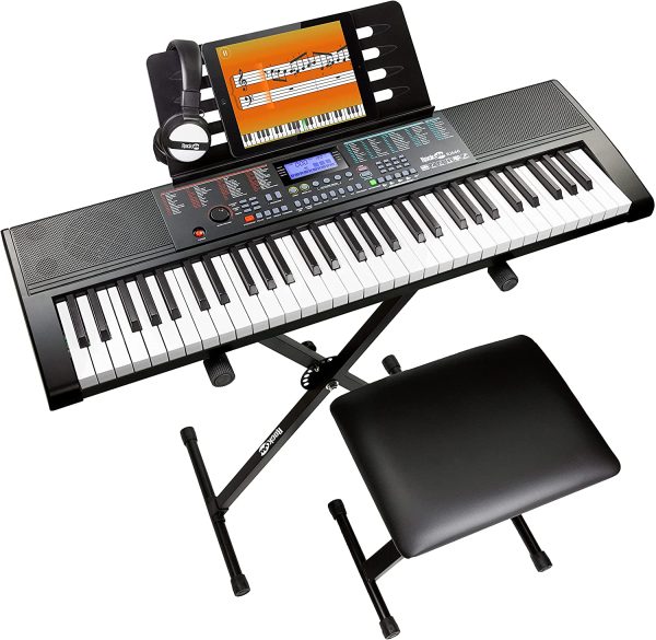 Kit per pianoforte Keyboard Keyboard Rockjam 61 con supporto per tastiera, Piano Piano, Cuffie, Adesivi per Pianoforte Adesivi e Lezioni - immagine 3