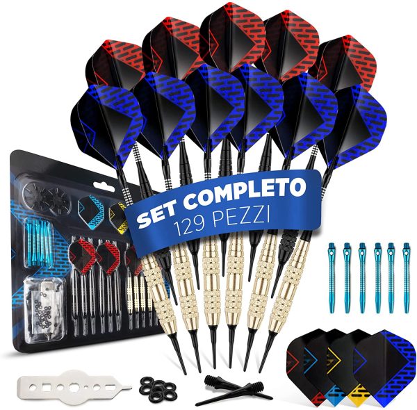 DartPro Freccette punta in plastica - 12 Freccette per bersaglio elettronico [18g] - Freccette professionali [incl. 6 asin alluminio + 21 Dart Flight] - Darts - immagine 6